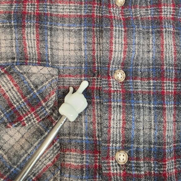 Vintage Pendleton Board Tartan Wool Flannel Plaid Work Shirt XL Gray Blue Red - Picture 5 of 10